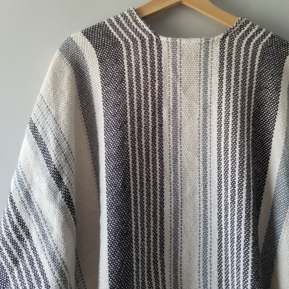 Aerie Striped Fringe Open Poncho Cover Up One Size - Picture 9 of 9